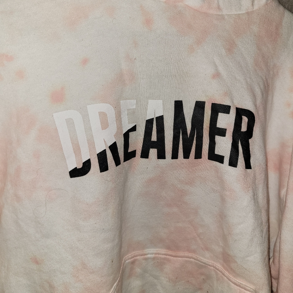 Pink tye-dye pull over hoodie